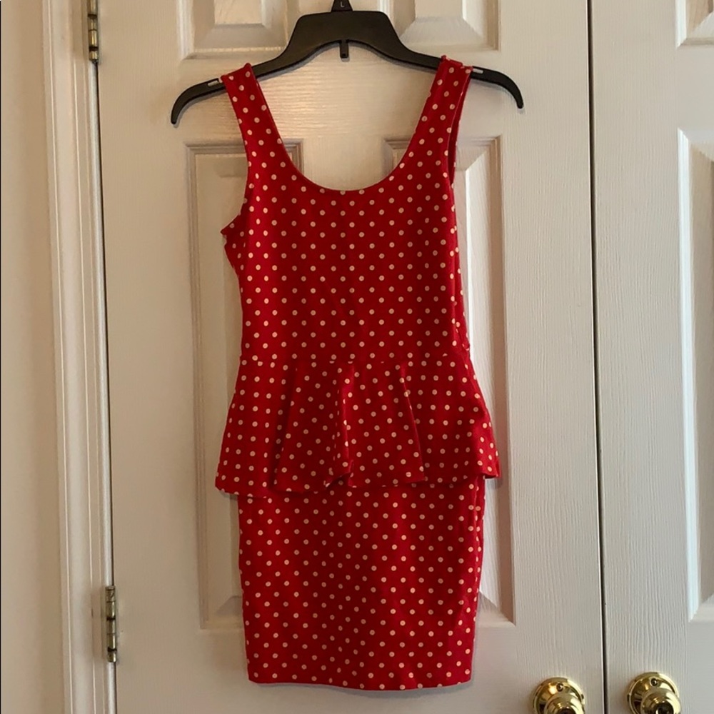 Red polka dot dress